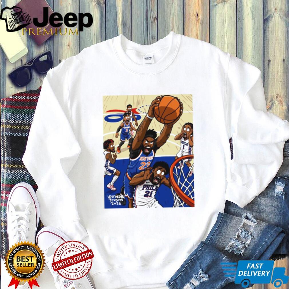 New York vs Philly Basketball Rivalry Comic Art T Shirt