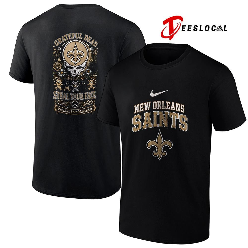 NewOrleansSaintsxGratefulDeadstealyourfacepeacelovelogoshirt