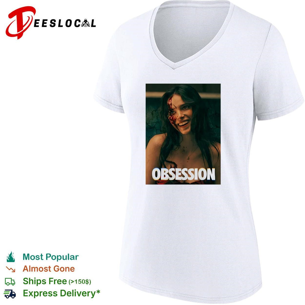 Nikki Freeman bloody faced woman smiling horror movie poster art shirt
