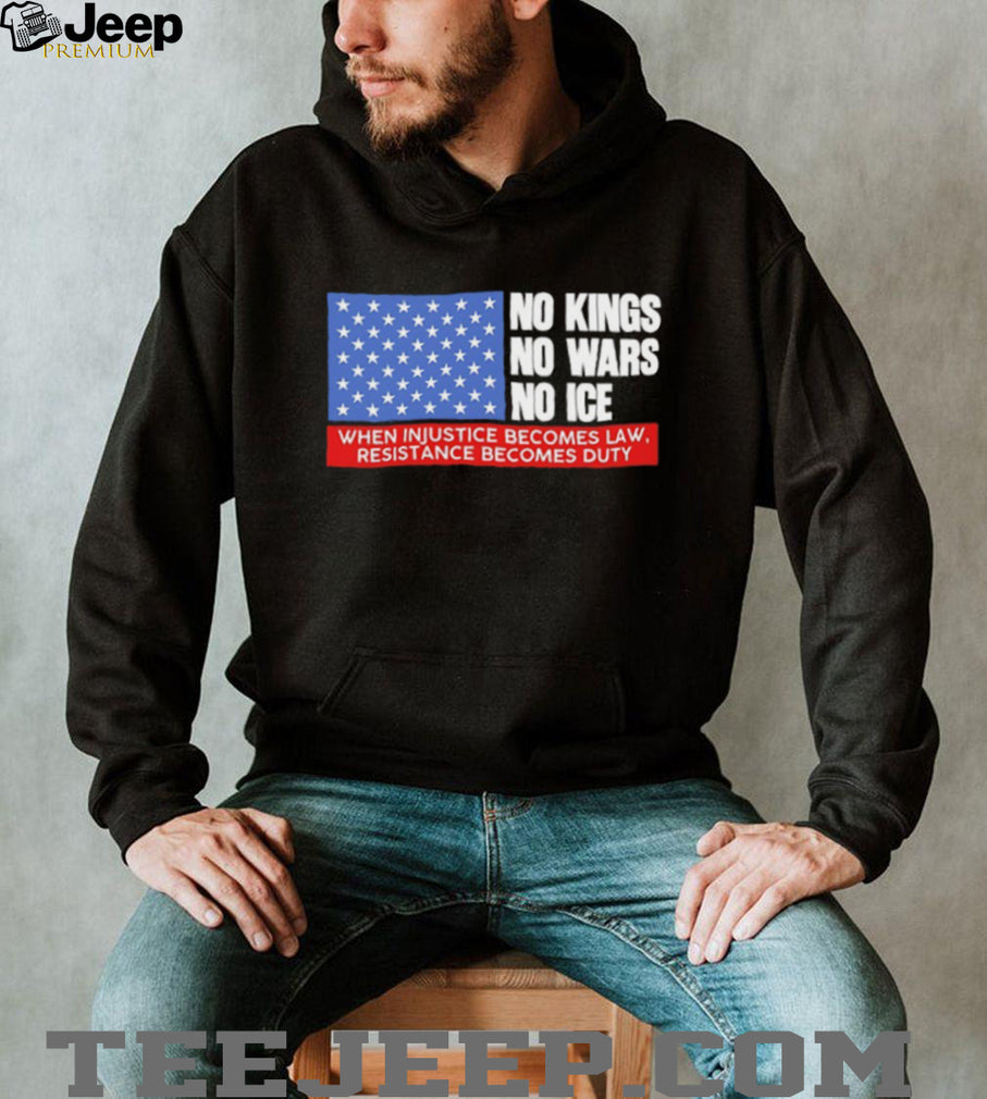 No Kings No Wars No ICE Political Resistance US Flag T shirt