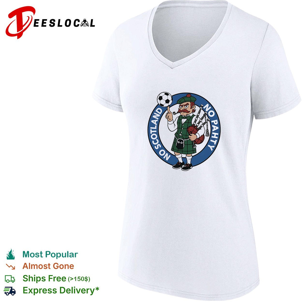 No Pahty No Soctland soccer and bagpipes cartoon shirt