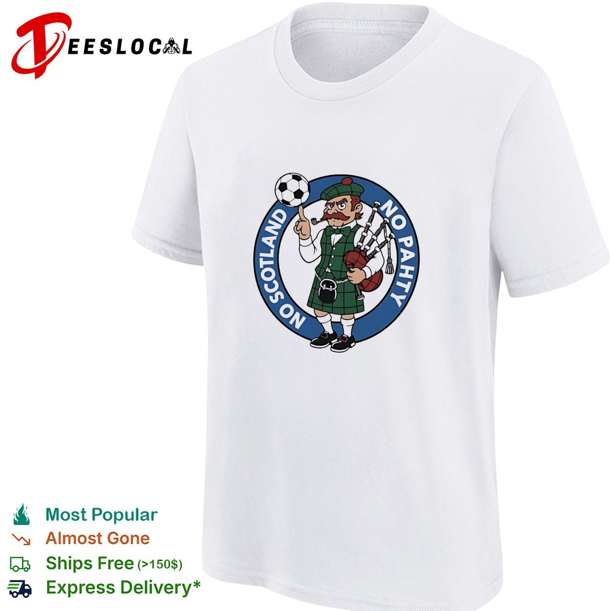 No Pahty No Soctland soccer and bagpipes cartoon shirt