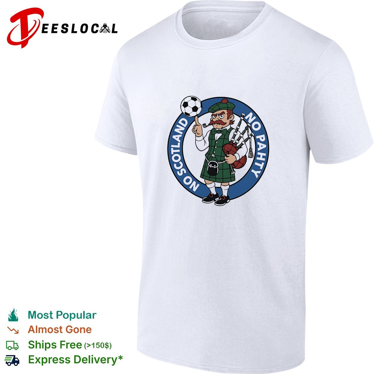 No Pahty No Soctland soccer and bagpipes cartoon shirt
