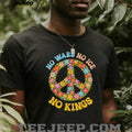 No Wars No ICE No Kings Floral Peace Sign Social Justice T shirt