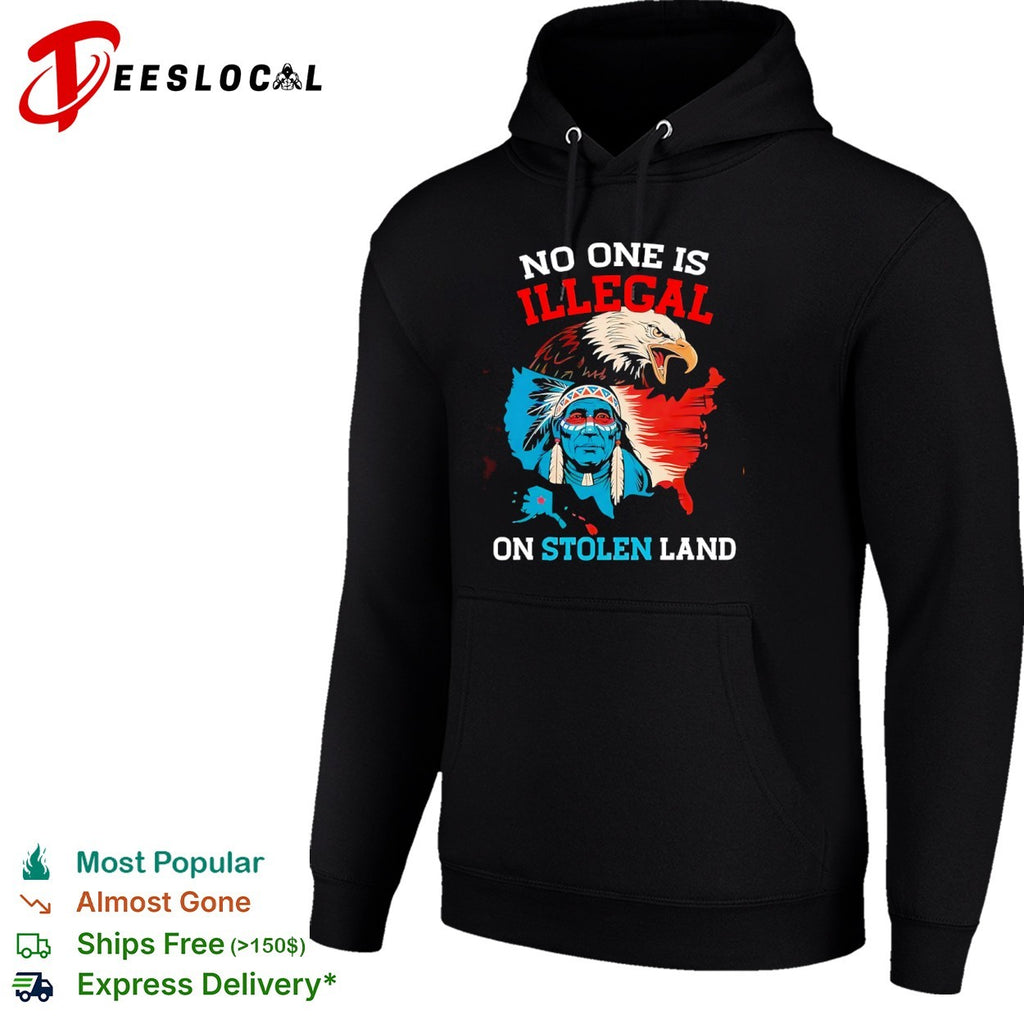 No one is illegal on stolen land Indigenous American eagle shirt