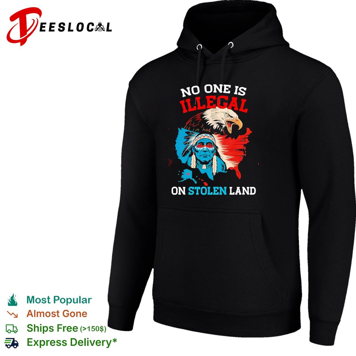 No one is illegal on stolen land Indigenous American eagle shirt