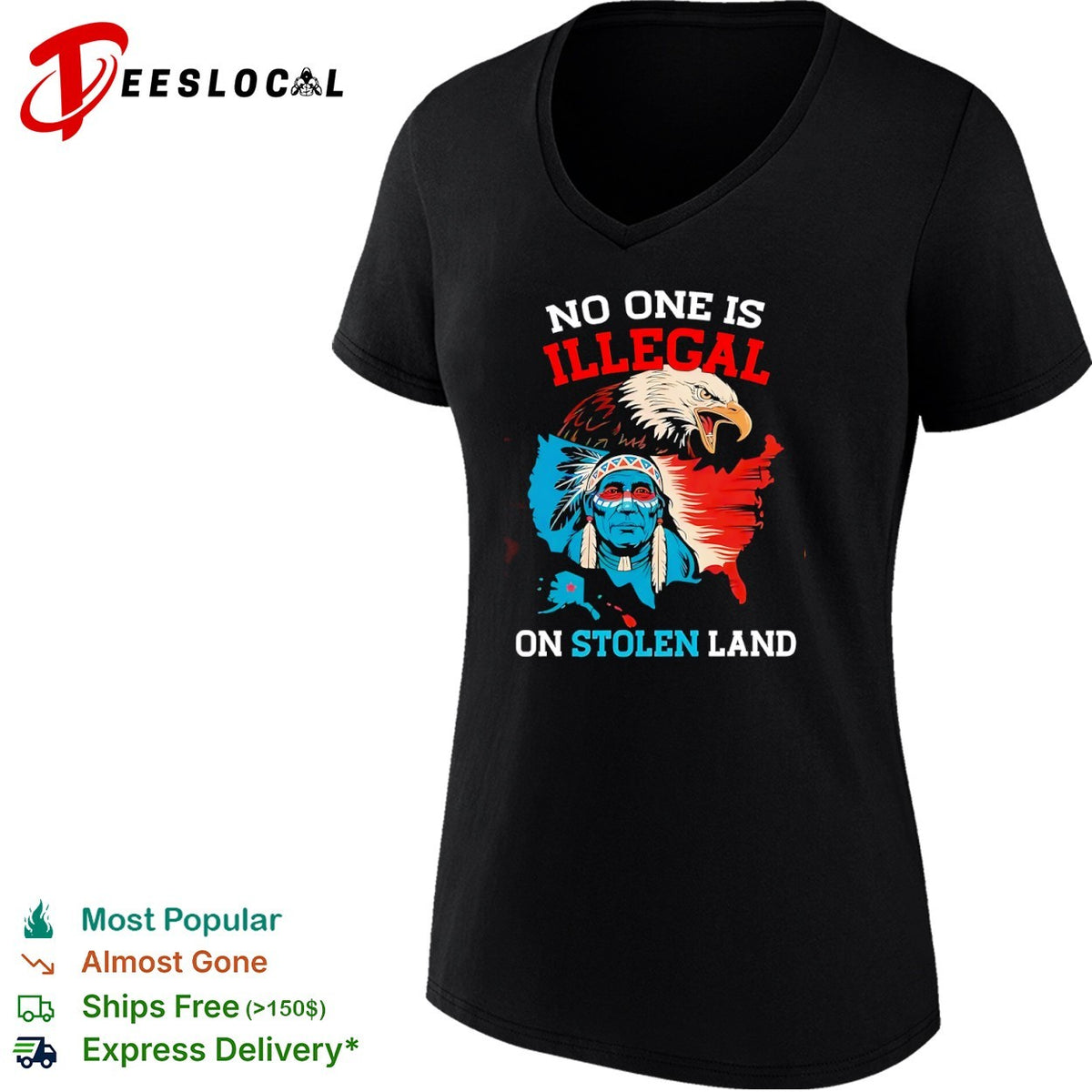 No one is illegal on stolen land Indigenous American eagle shirt