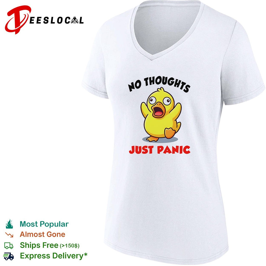 No thoughts just panic duck cartoon anxiety humor shirt