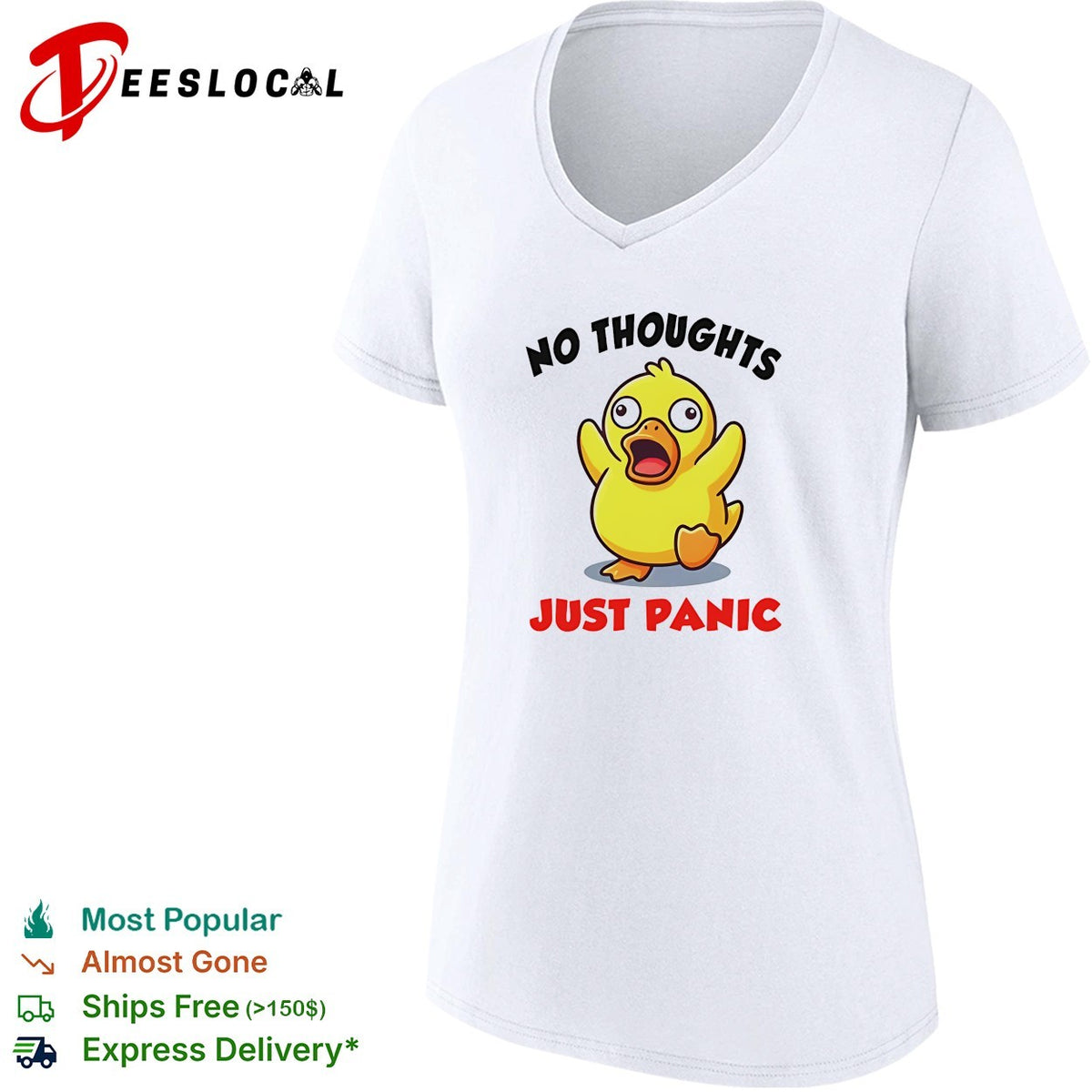 No thoughts just panic duck cartoon anxiety humor shirt