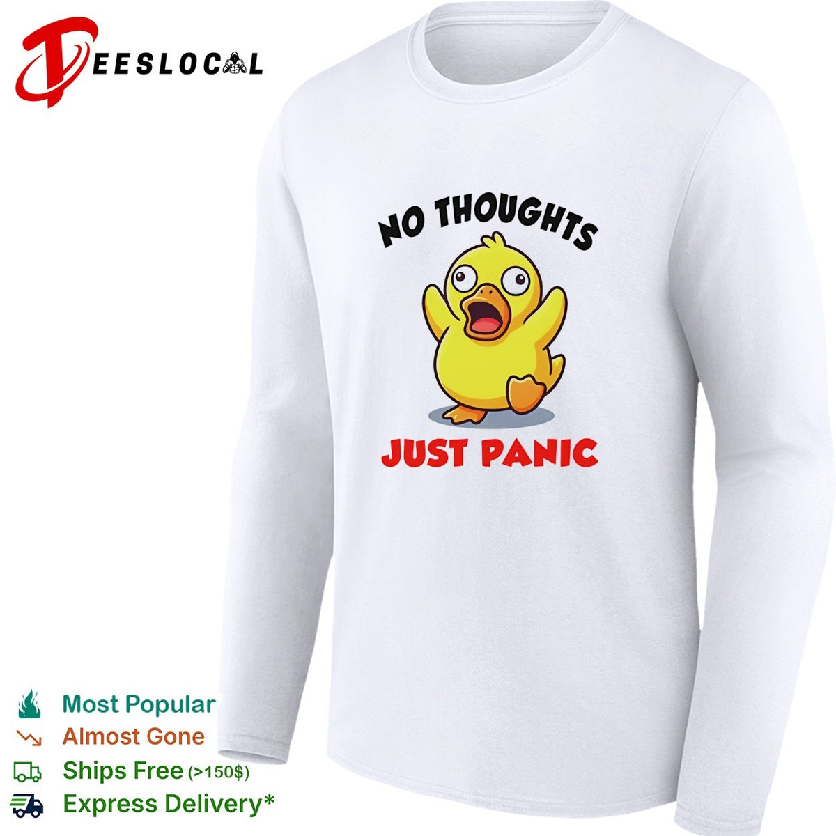 No thoughts just panic duck cartoon anxiety humor shirt