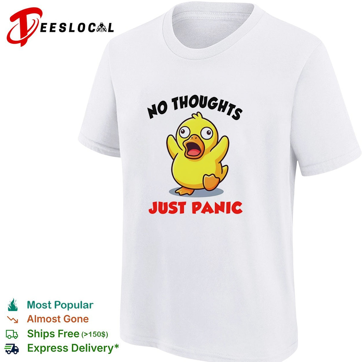 No thoughts just panic duck cartoon anxiety humor shirt