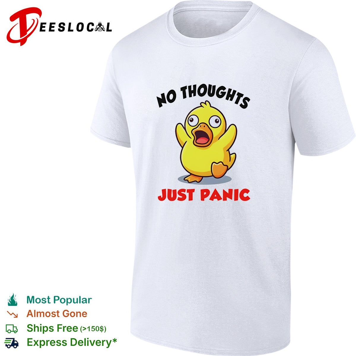 No thoughts just panic duck cartoon anxiety humor shirt