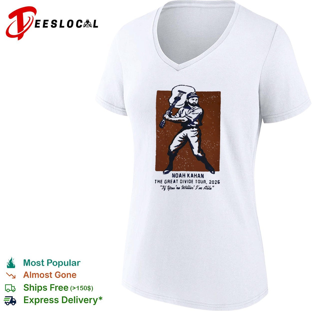 Noah Kahan The Great Divide Tour 2026 If Youre Willin Im Able Baseball Music shirt