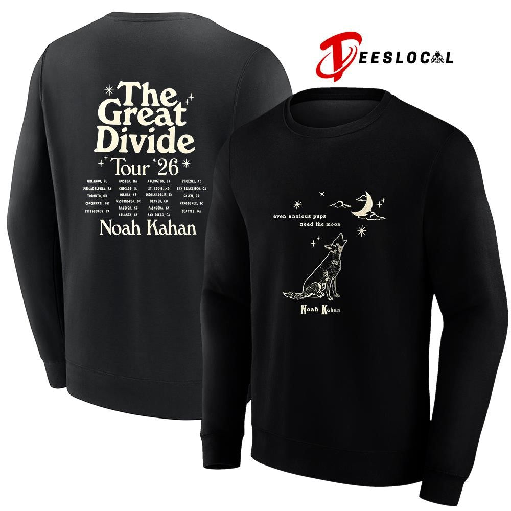 Noah Kahan The Great Divide tour North America even anxious pups need the moon cities shirt