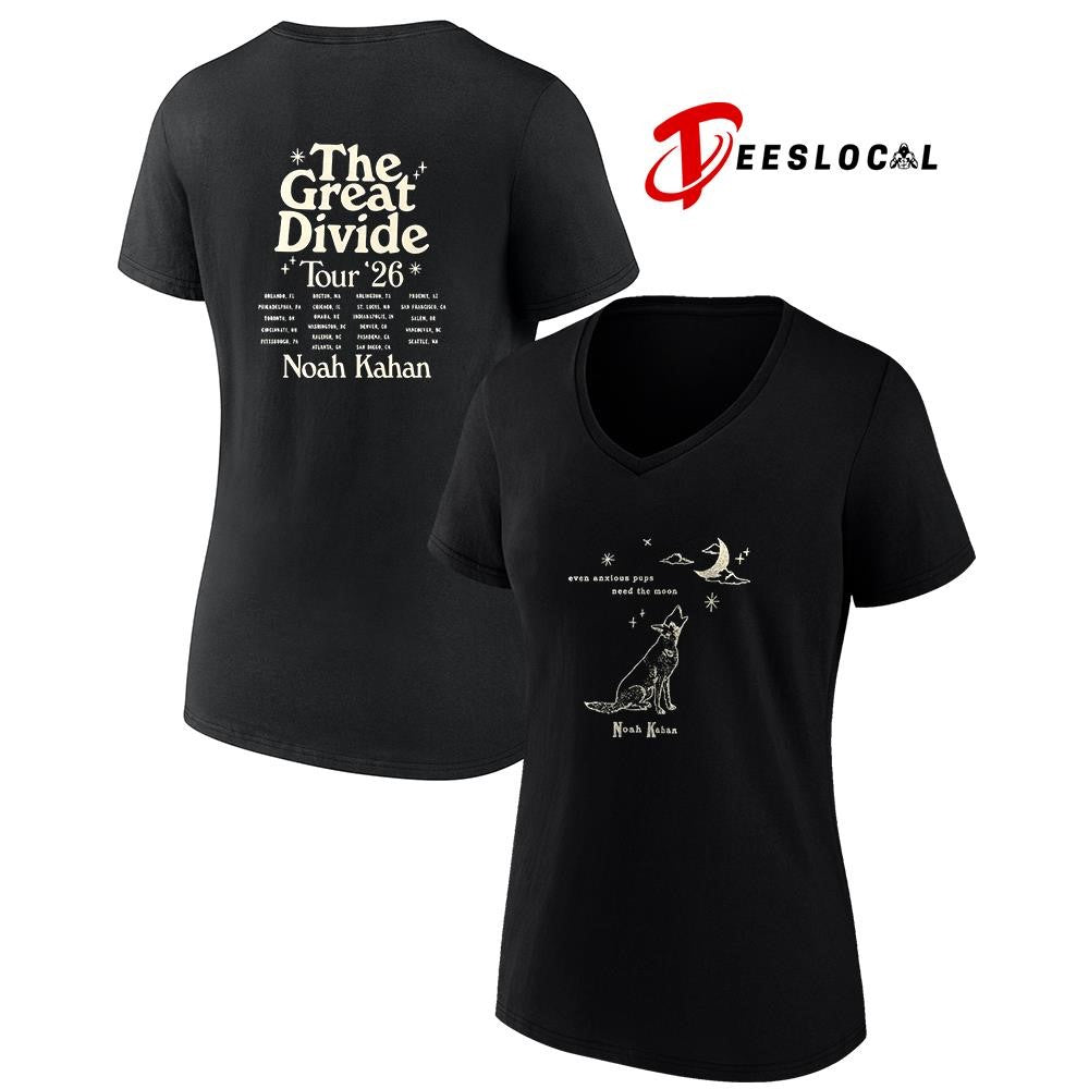 Noah Kahan The Great Divide tour North America even anxious pups need the moon cities shirt