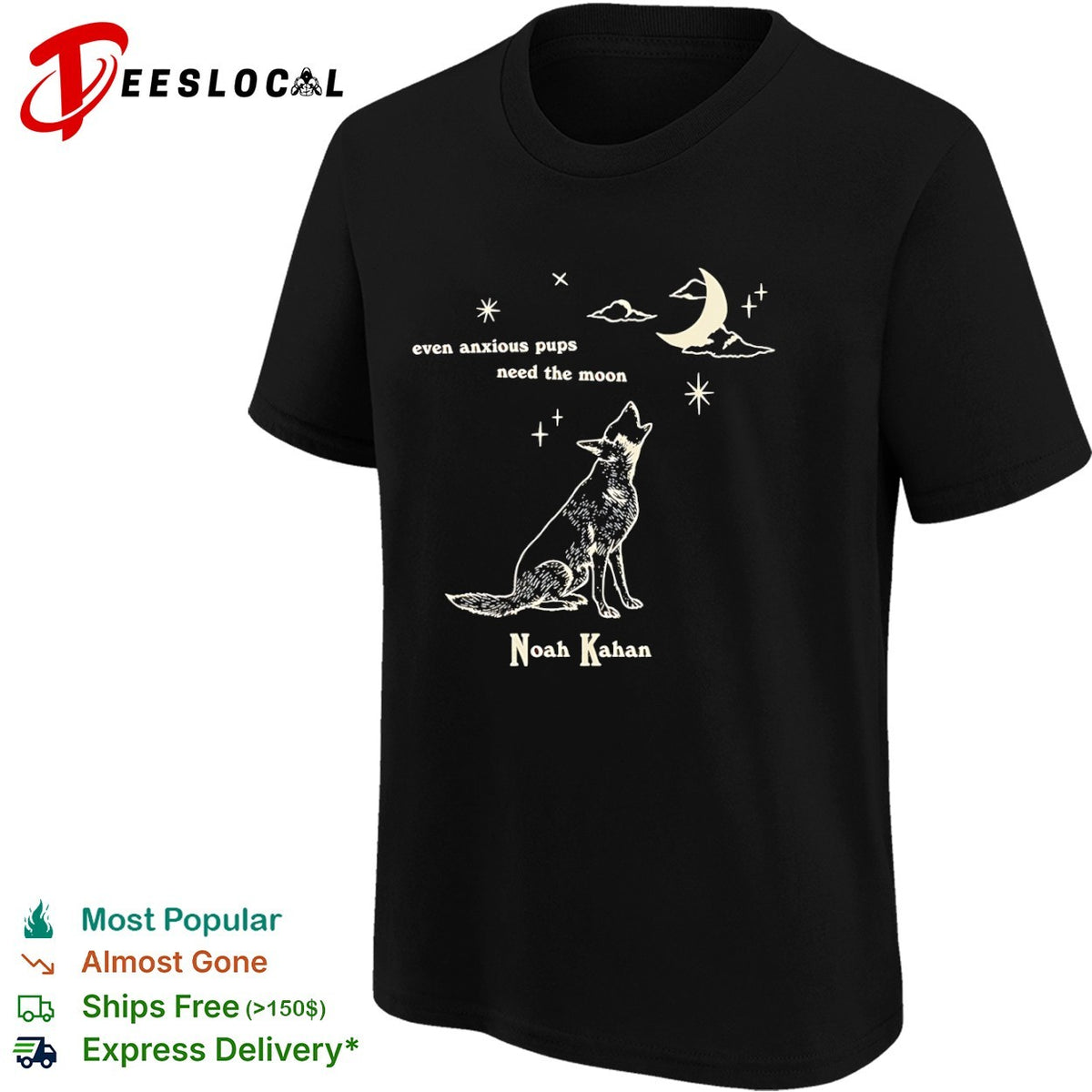 Noah Kahan even anxious pups need the moon howling dog star night sky shirt