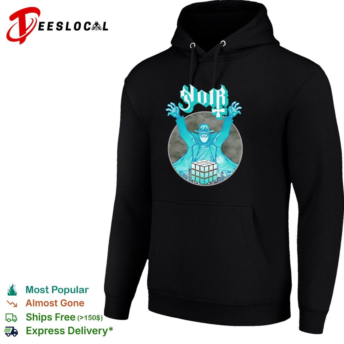 Noir mysterious masked figure Rubik’s cube gothic dark graphic shirt