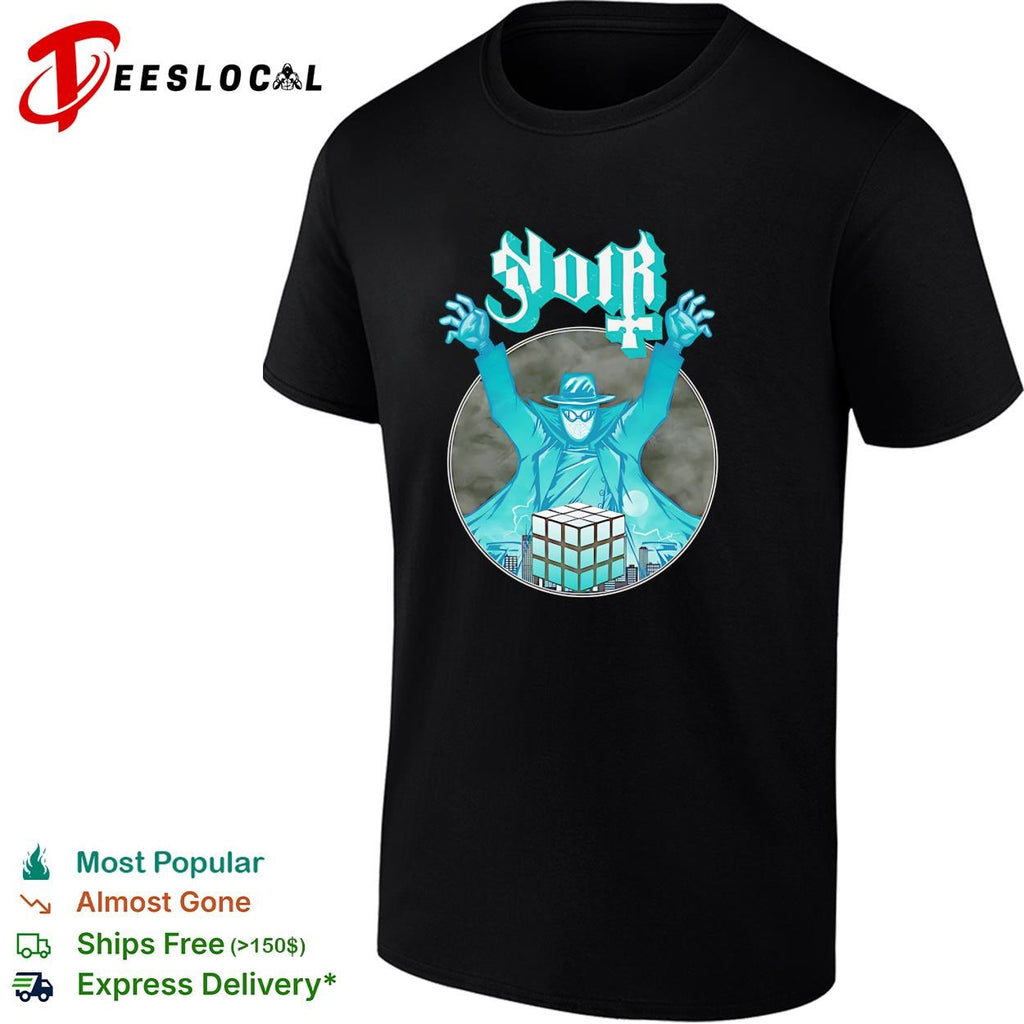 Noir mysterious masked figure Rubik’s cube gothic dark graphic shirt