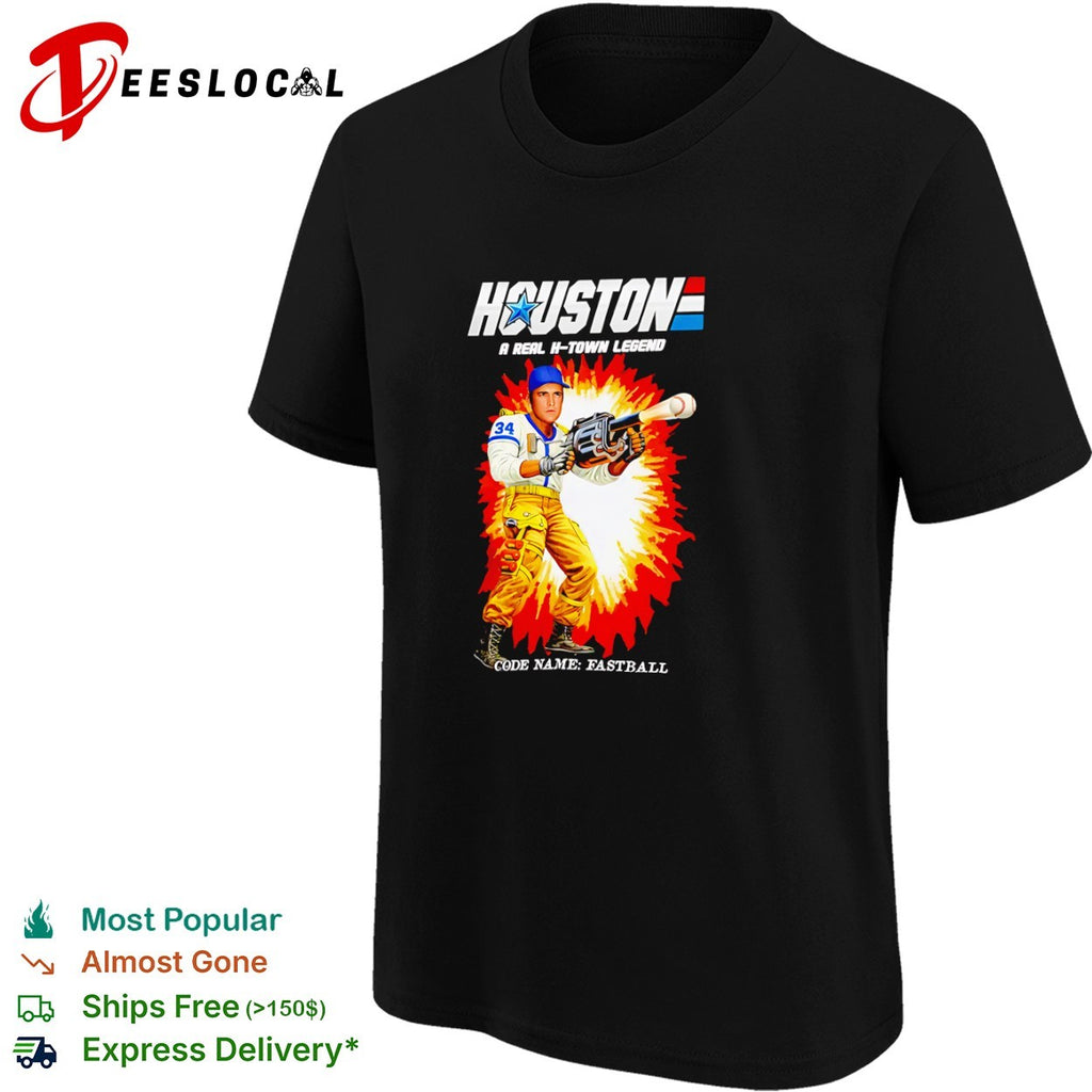 Nolan Ryan Houston Astros G I Joe Parody Houston A Real H-Town Legend Fastball shirt