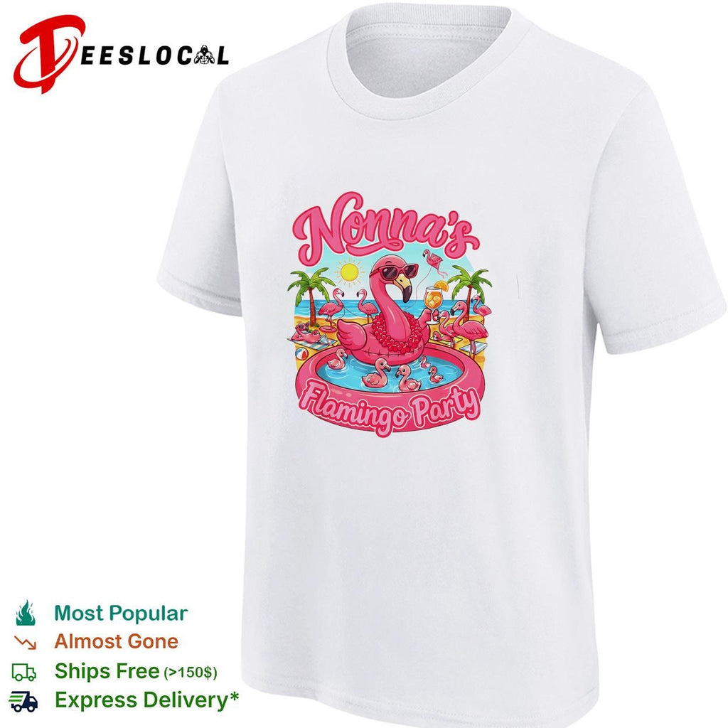 Nonna’s flamingo party pool float tropical funny graphic shirt