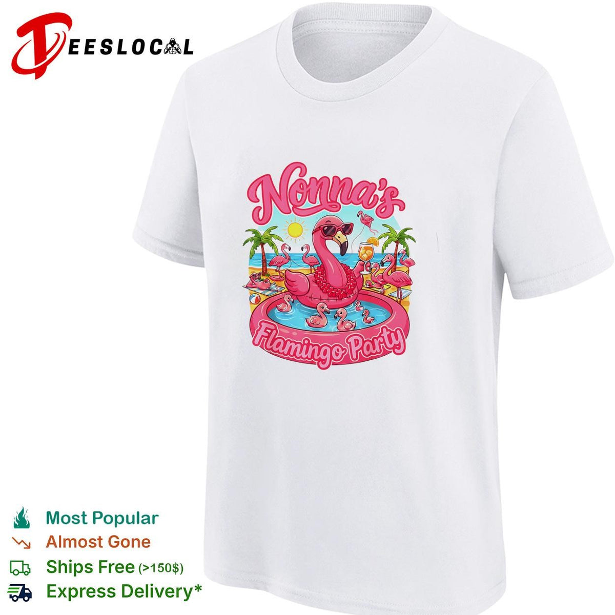 Nonna’s flamingo party pool float tropical funny graphic shirt