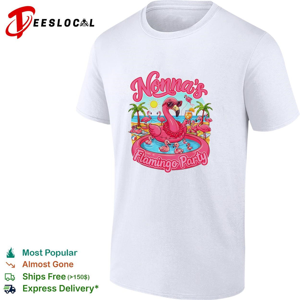 Nonna’s flamingo party pool float tropical funny graphic shirt
