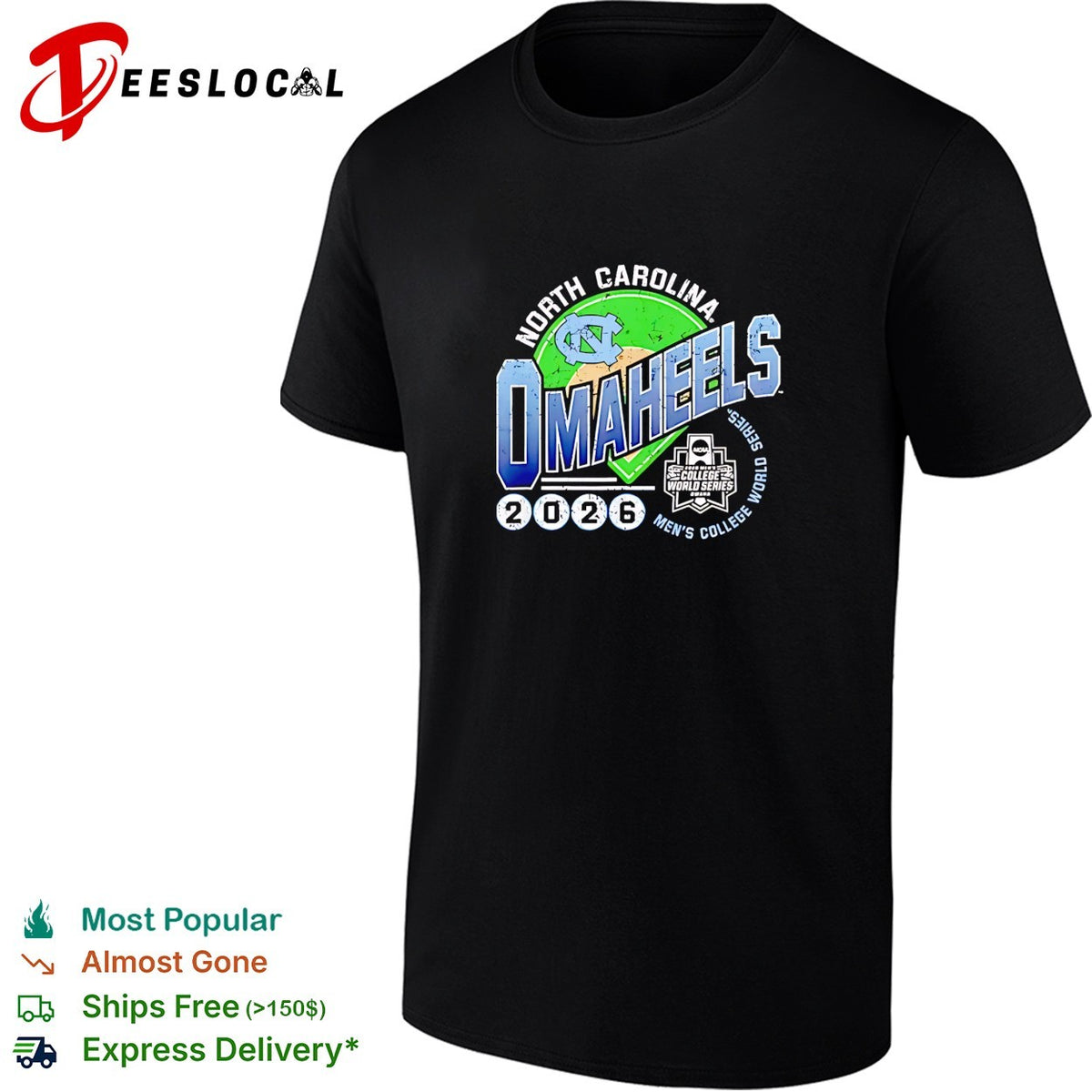 North Carolina Omaheels 2026 Men’s College World Series baseball distressed logo art shirt
