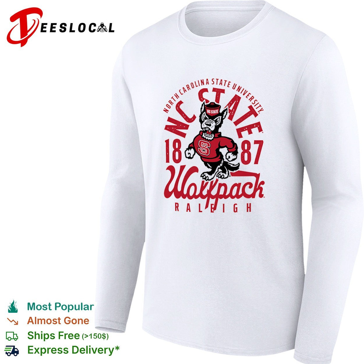 North Carolina State University Wolfpack 1887 Raleigh NC State Mascot Logo shirt