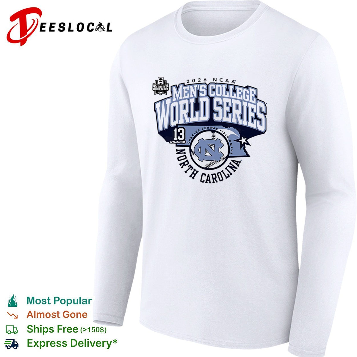 North Carolina Tar Heels Men’s College World Series 2026 NCAA Field Omaha state shirt