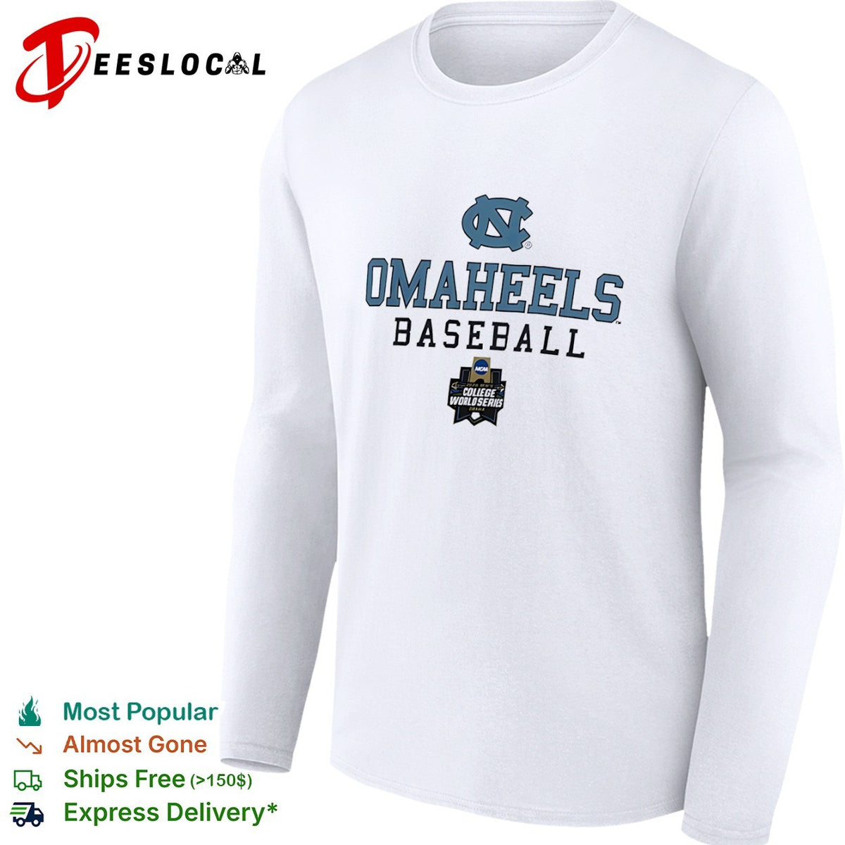 North Carolina Tar Heels OMAHEELS Baseball 2024 NCAA College World Series Omaha shirt
