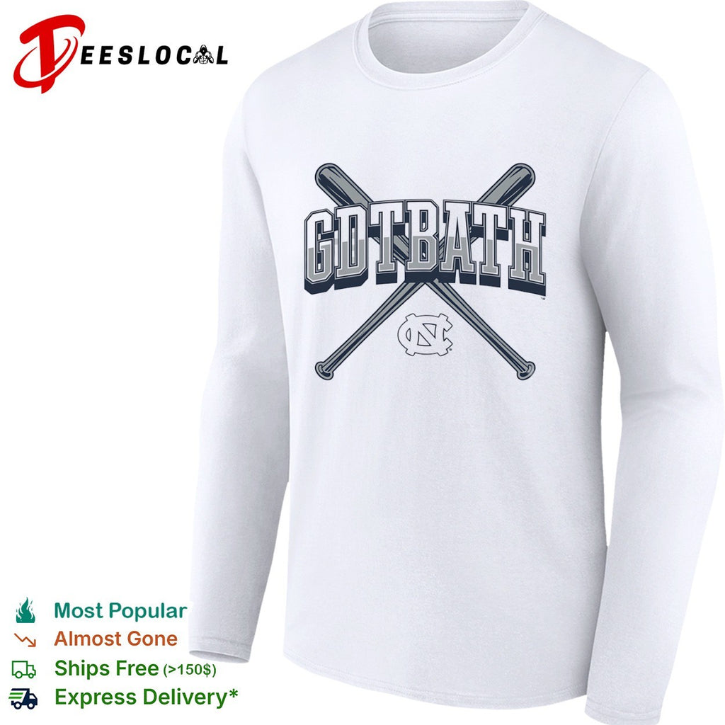 North Carolina Tar Heels baseball crossed bats gdtbath shirt