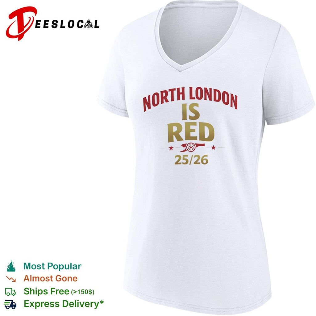 North London is Red 2025 2026 Arsenal Football Club Premier League Soccer shirt