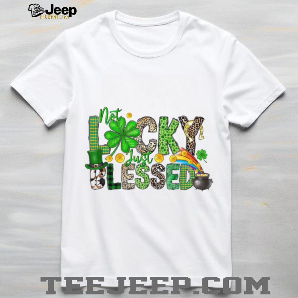 Not Lucky Just Blessed Shamrock Leopard Print St. Paddy’s Tee