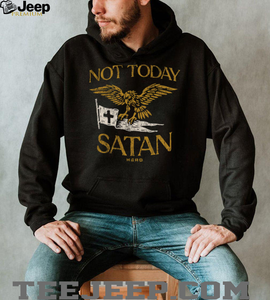 Not Today Satan Eagle & Cross Vintage Gold Graphic Christian T shirt