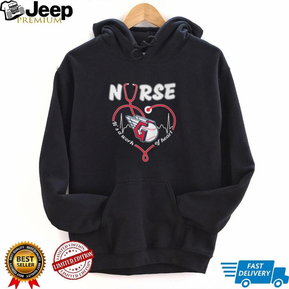 Nurse Work Of Heart Cleveland Guardians Baseball Logo Stethoscope Red Pulse T Shirt