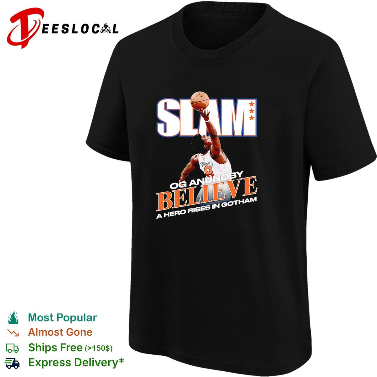 OG Anunoby 8 SLAM Believe a hero rises in Gotham Knicks fan poster shirt
