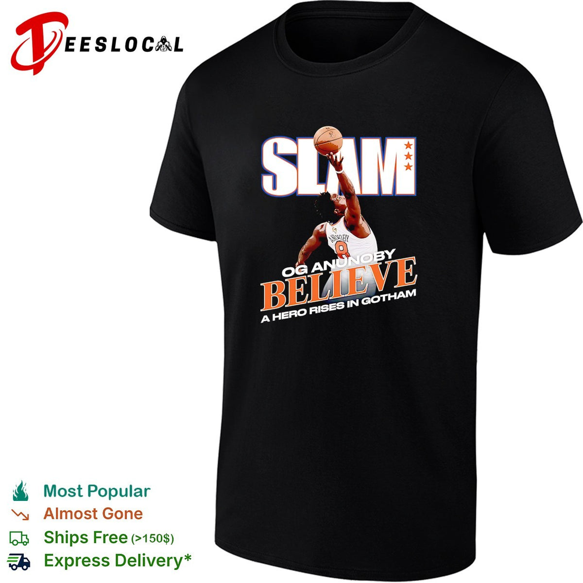 OG Anunoby 8 SLAM Believe a hero rises in Gotham Knicks fan poster shirt