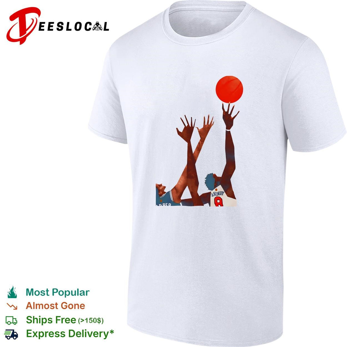 OG Anunoby Harper basketball reaching for ball action art white shirt