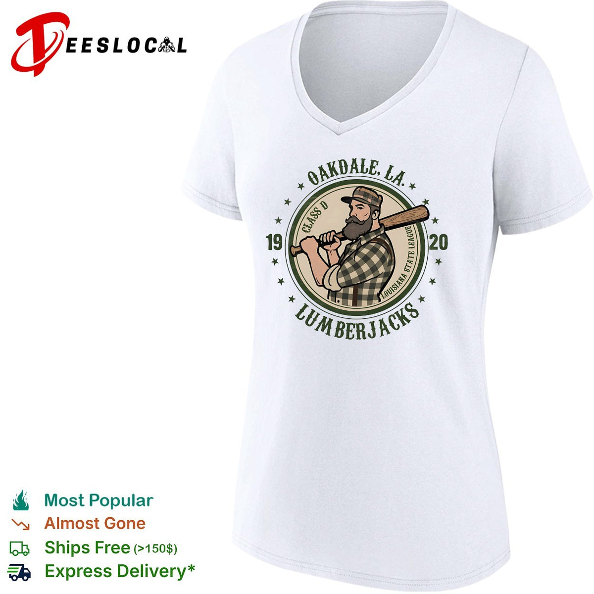 Oakdale Louisiana Lumberjacks 1920 Class D Louisiana State League logger mascot vintage art shirt
