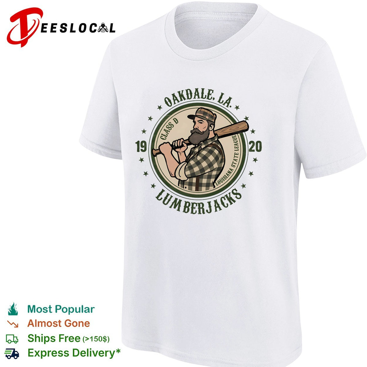 Oakdale Louisiana Lumberjacks 1920 Class D Louisiana State League logger mascot vintage art shirt