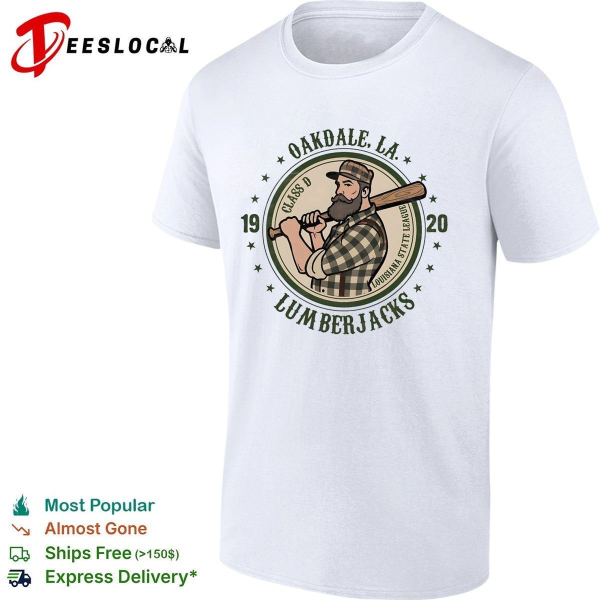 Oakdale Louisiana Lumberjacks 1920 Class D Louisiana State League logger mascot vintage art shirt