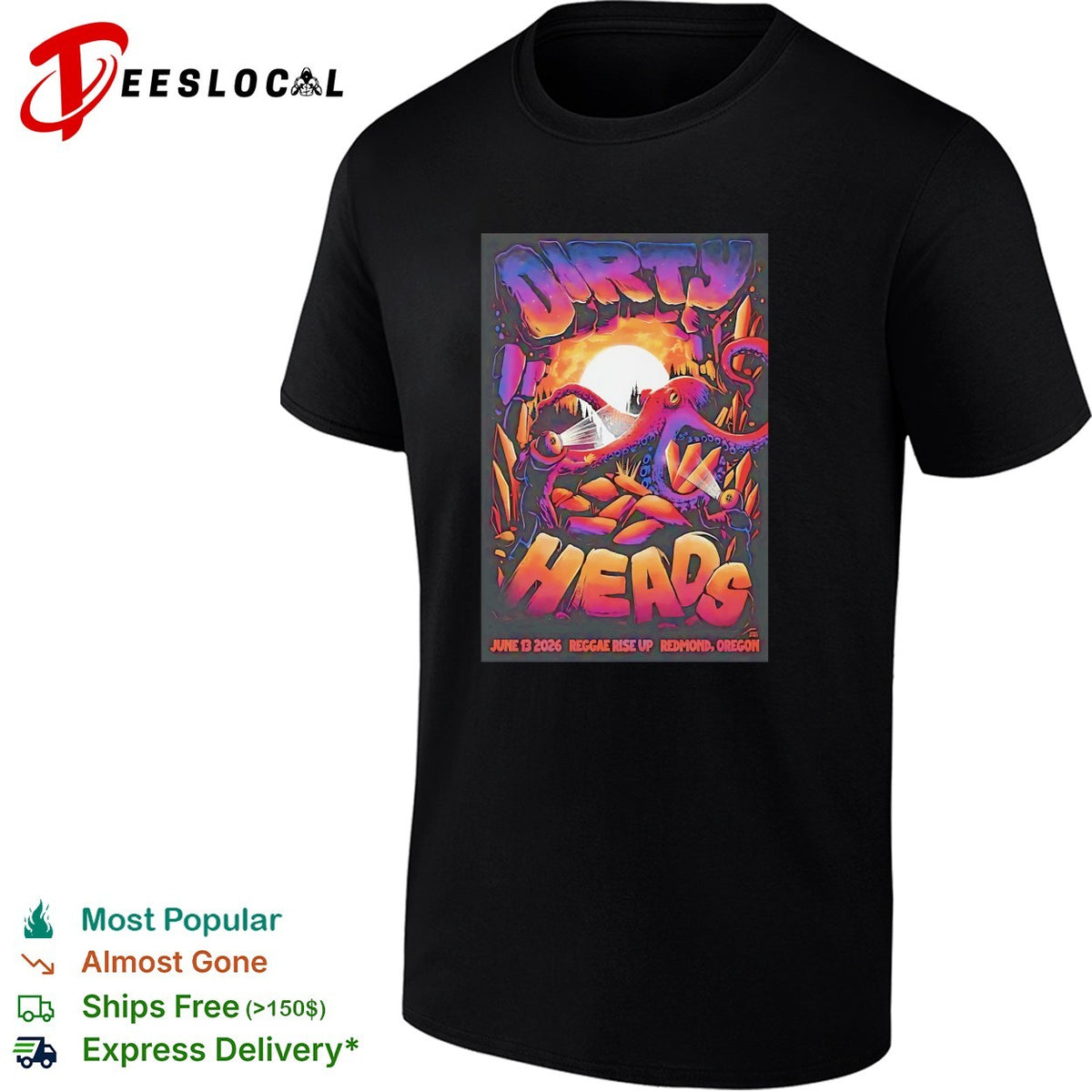 Octopus tentacle explosion Reggae Rise Up Redmond Oregon June 2026 concert framed poster art shirt