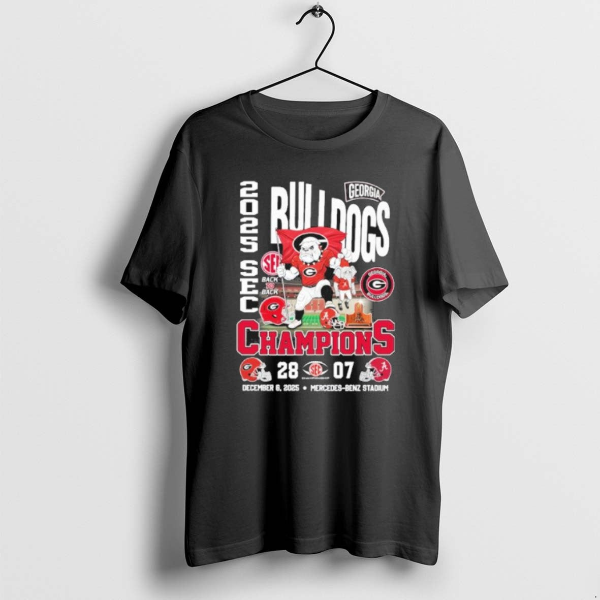Official Georgia Bulldogs Mascot 2025 Sec Conference Champions 28 7 Score