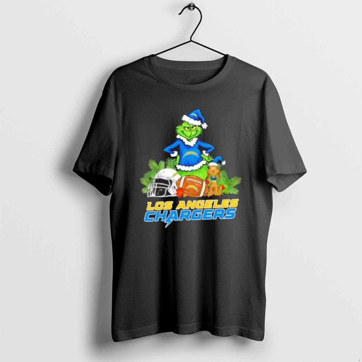 Official Los Angeles Chargers Football X Grinch And Max Dog Merry Christmas