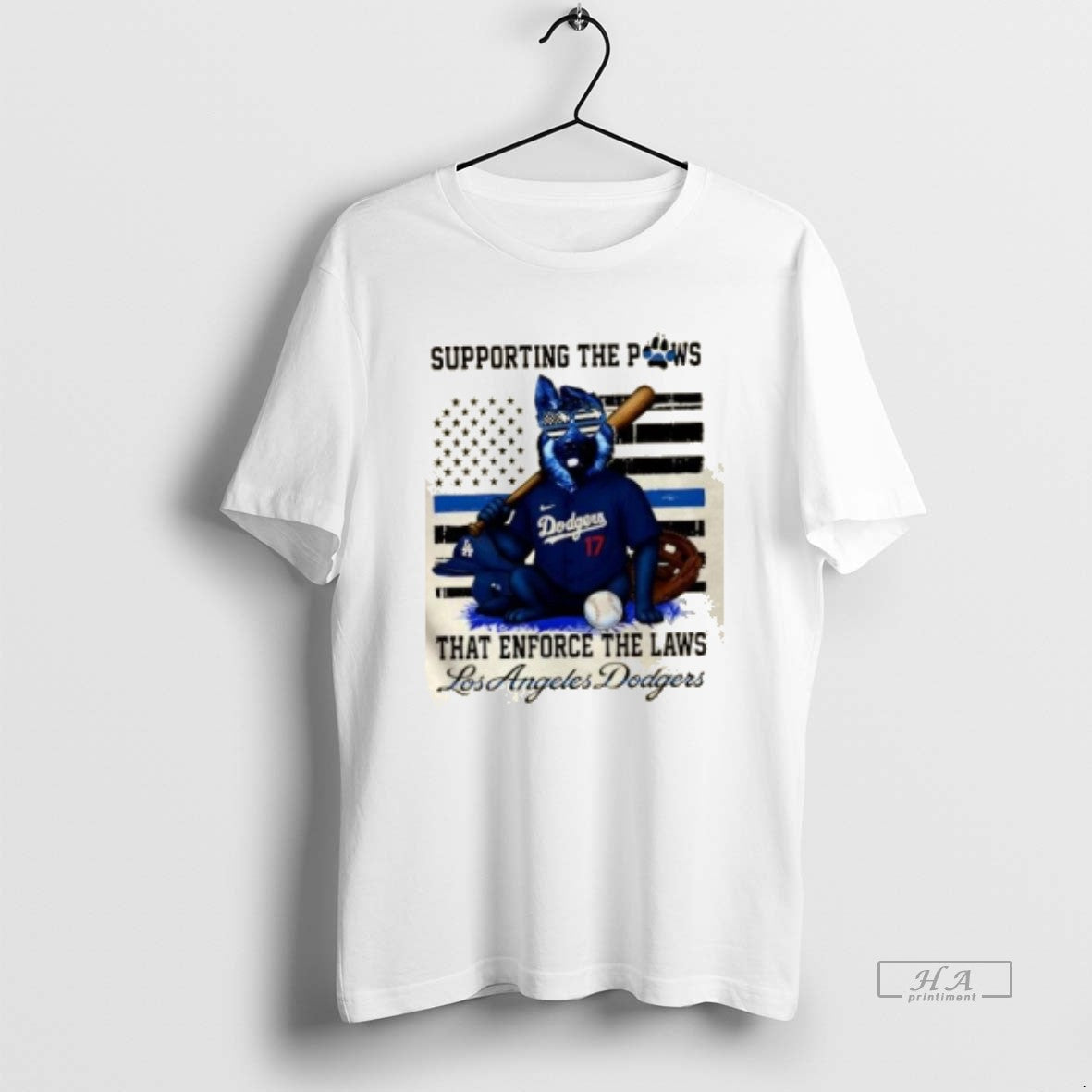 Official Supporting The Paws That Enforce The Laws Los Angeles Dodgers Dog Us Flag