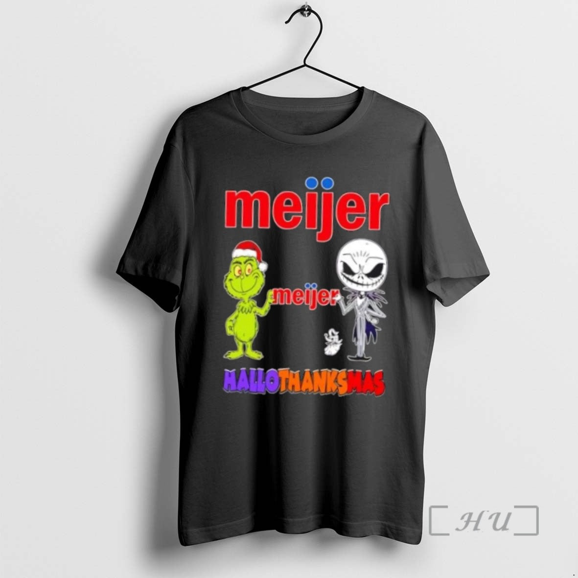 Officials Meijer X Grinch And Jack Skellington Friends Fist Bump Happy Hallothanksmas T Shirts Sweater