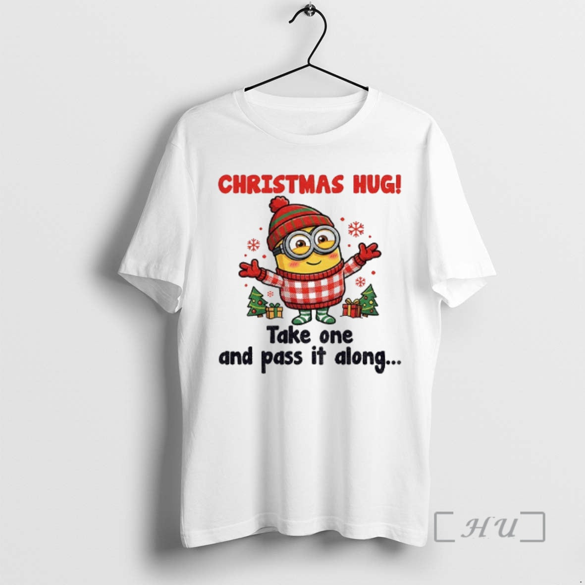 Officials Minion Santa Christmas Hug Take One And Pass It Along Christmas Premium T Shirts