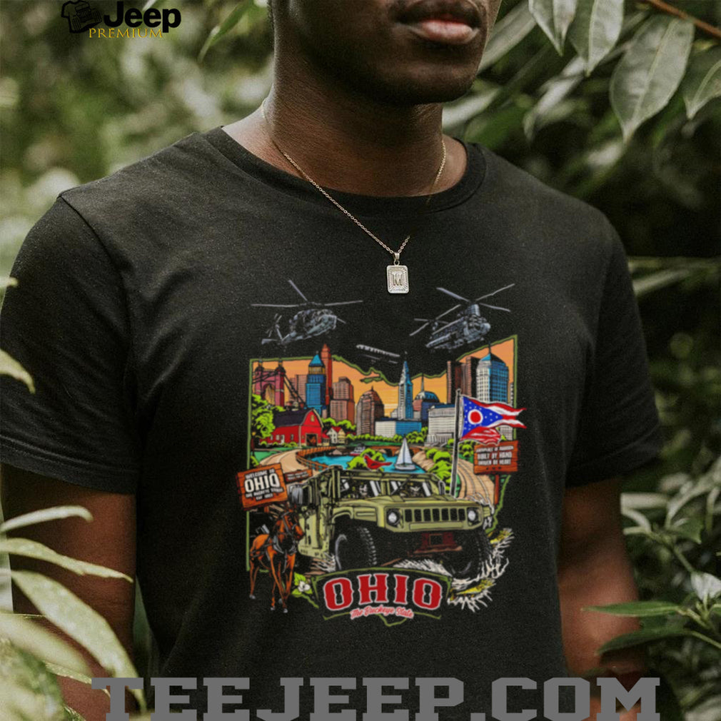 Ohio The Buckeye State Humvee Military City Skyline T Shirt