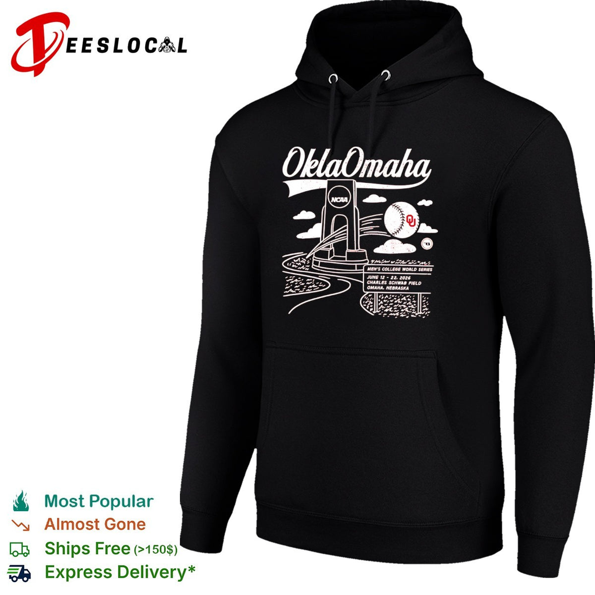 OklaOmaha 2026 Mens College World Series Oklahoma Sooners Baseball shirt