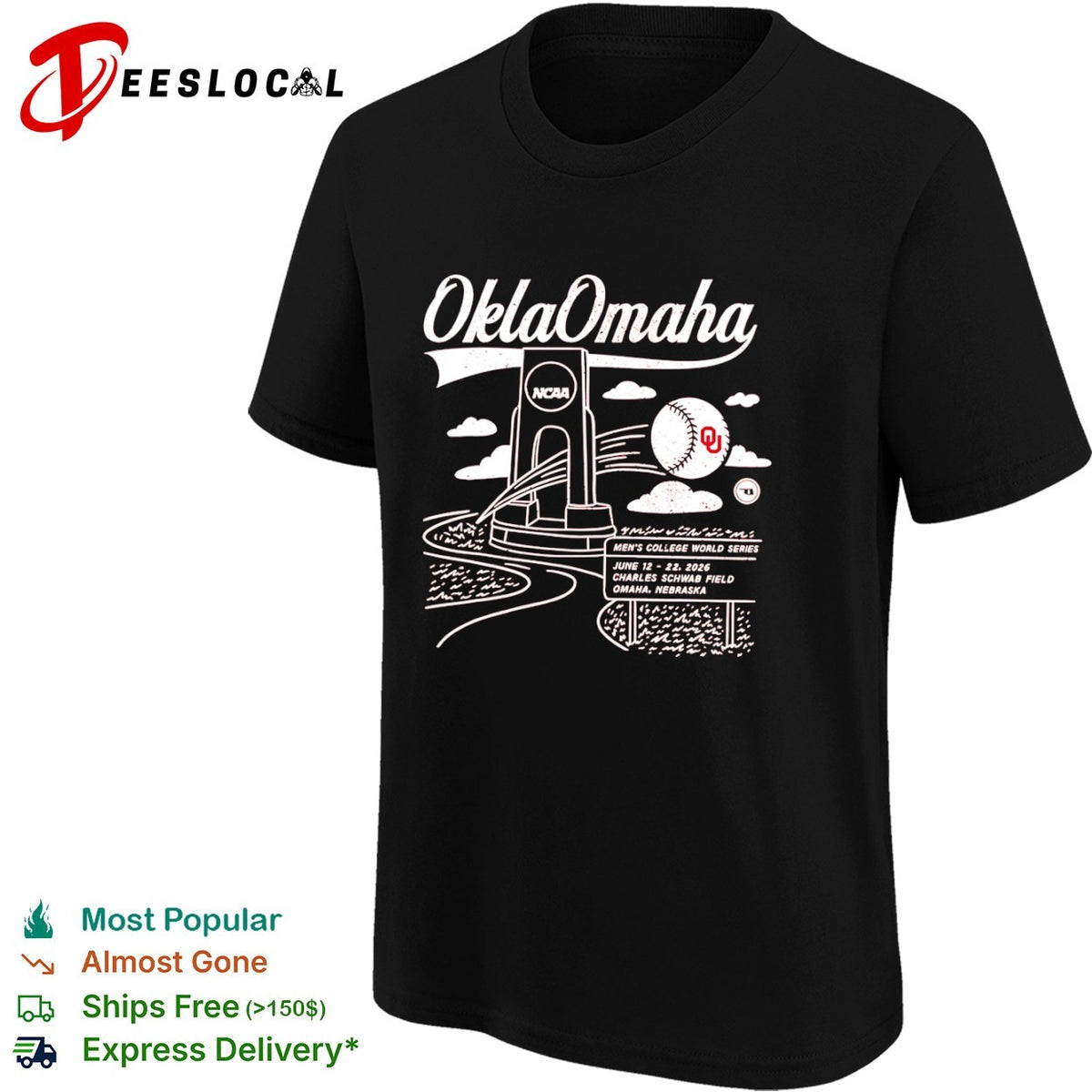 OklaOmaha 2026 Mens College World Series Oklahoma Sooners Baseball shirt